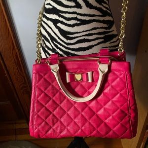 Betsey Johnson hot pink quilted shoulder bag